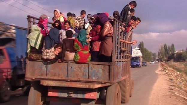 афганистански, бежанци, камион, хладилен