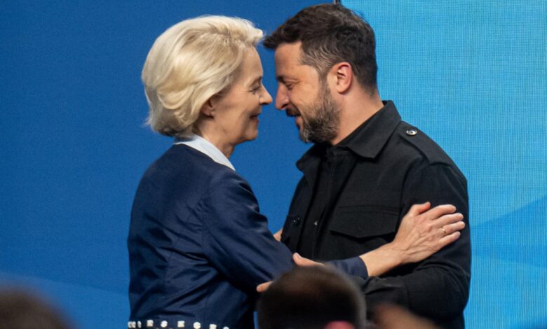 Володимир Зеленски, Урсула фон дер Лайен, Европейски съвет, лидери, Украйна, ЕС, Русия, санкции